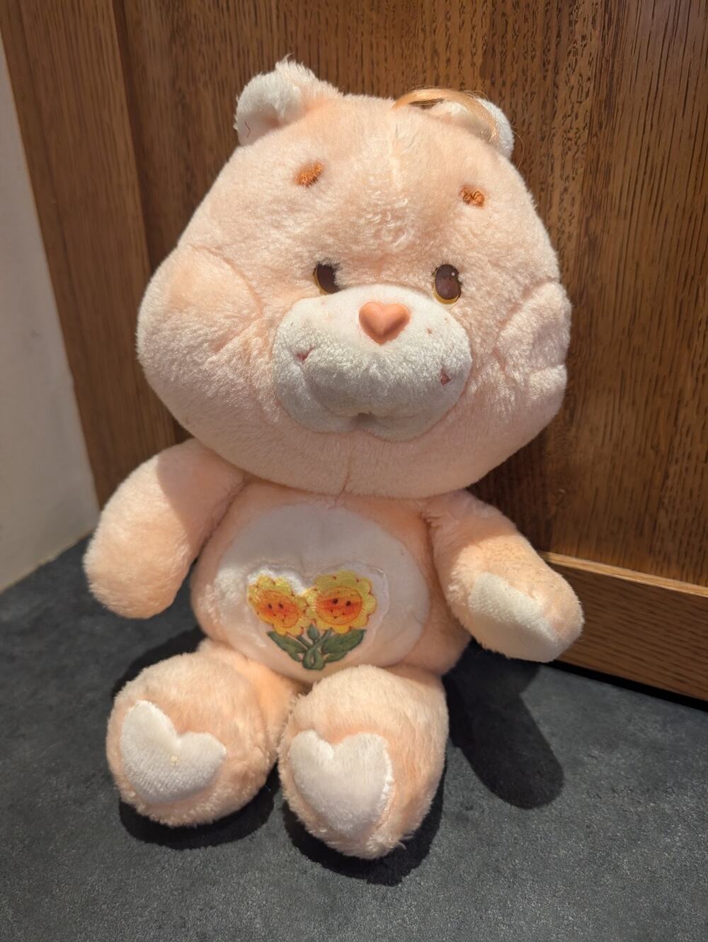 Vintage 1983 Kenner Care Bears Friend Bear Peach Stuffed Animal Plush Toy 13”